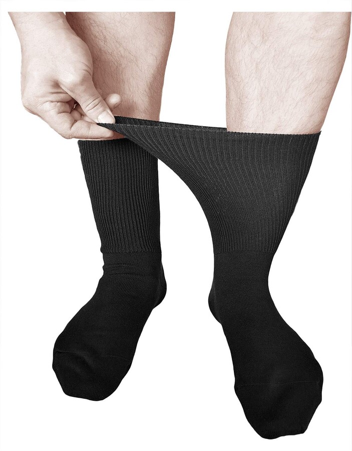 VITSOCKS Men's Extra Wide Top Loose Fitting Socks (3 PAIRS) Swollen