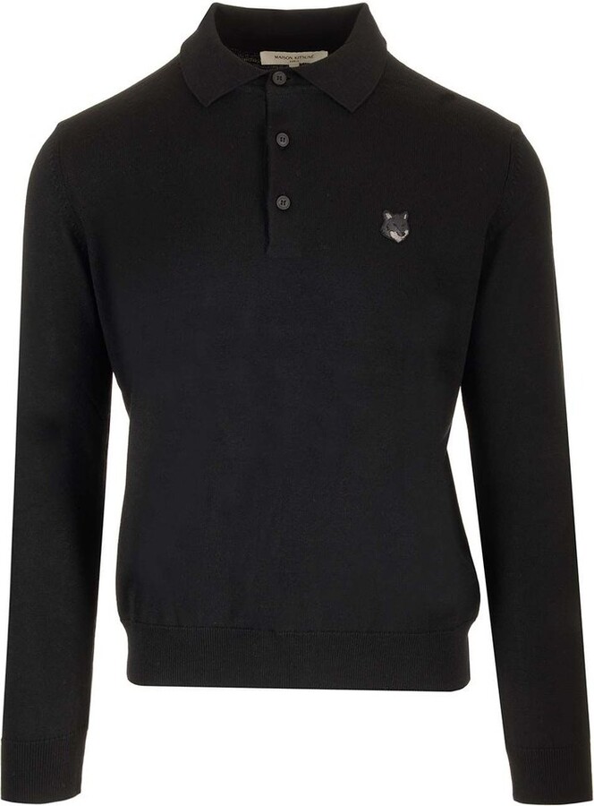 Maison Kitsuné Fox Head Patch Fine-Knit Polo Shirt
