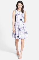 Thumbnail for your product : Ellen Tracy Print Block Poplin Fit & Flare Dress (Regular & Petite)