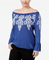 Thumbnail for your product : INC International Concepts Plus Size Off-The-Shoulder Peasant Top, Created for Macy's