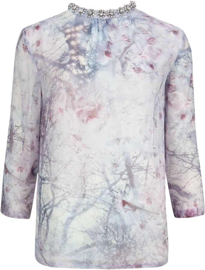 Ted Baker Fappey Snow blossom embellished top - ShopStyle
