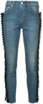 Thumbnail for your product : Tu Es Mon Trésor gathered ribbon trim jeans short length