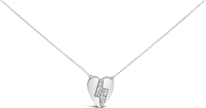 Haus of Brilliance 925 Sterling Silver 1/3 Ctw Diamond Heart and Lightning Bolt Pendant Necklace