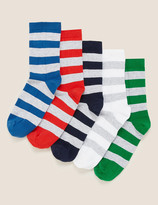 Thumbnail for your product : Marks and Spencer 5pk Cotton Striped Rugby Socks