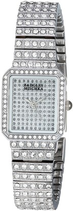 Badgley Mischka Women's BA/1383SVSV Swarovski Crystal Accented Silver-Tone Bracelet Watch