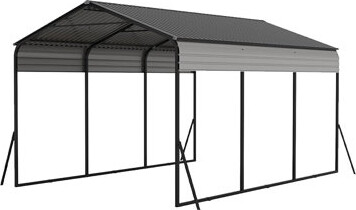 LumiParty 10x15 Ft Heavy Duty Metal Carport with Galvanized Steel Roof All-Weather Outdoor Shelter for Cars Trucks Boats and Storage