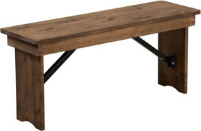 40" X 12" Commercial Grade Rustic Solid Pine Folding Bench, Antique Farmhouse Dining Bench