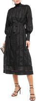 Thumbnail for your product : Zimmermann Oversized Belted Lace-trimmed Cotton-poplin Midi Dress