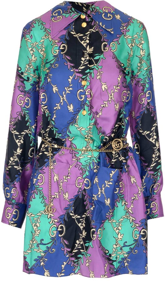 Ernæring Centrum Varme Gucci Allover Logo Print Shirt Dress - ShopStyle