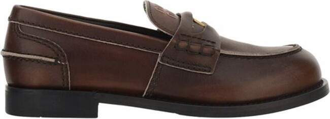 Miu Miu Logo Embossed Slip-On Penny Loafers