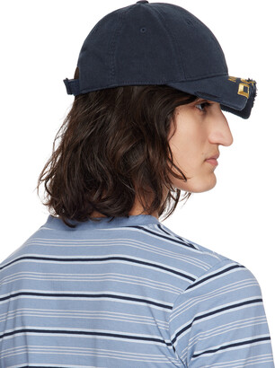 Martine Rose Navy Cut Peak Cap - ShopStyle Hats