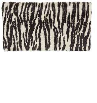 Clare Vivier Zebra Print Genuine Calf Hair Foldover Clutch