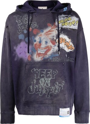 【mihara yasuhiro】Distressed Graffiti Print Hoodie 全２色 Maison MIHARA YASUHIRO Black Distressed Graffiti Print Zip