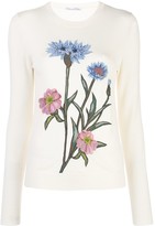 Thumbnail for your product : Oscar de la Renta Embroidered Floral Jumper
