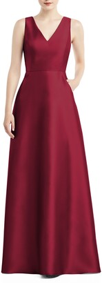Alfred Sung V-Neck Satin A-Line Gown