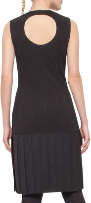 Akris Punto Pleated-Skirt Cutout-Back Sleeveless Dress, Black