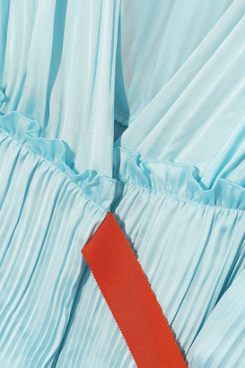 Diane von Furstenberg Sasha Tiered Plisse Crepe De Chine Midi Wrap Dress