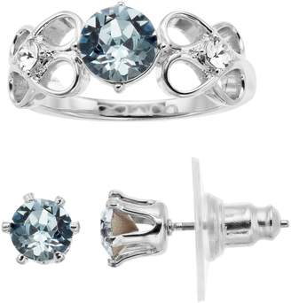 Brilliance+ Bella Uno Brilliance Floral Ring & Stud Earring Set with Swarovski Crystals