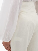 Thumbnail for your product : ÀCHEVAL PAMPA Gato Satin-waistband Linen-blend Tapered Trousers - White