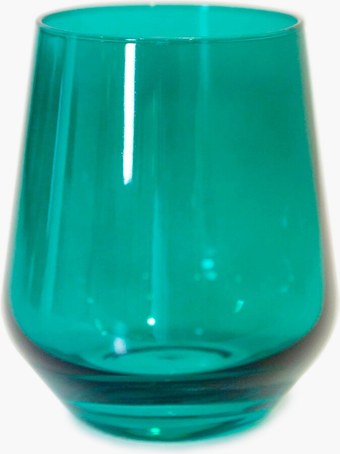 Estelle Colored Glass Emerald Green Stemless Wine Glasses (Set of 6