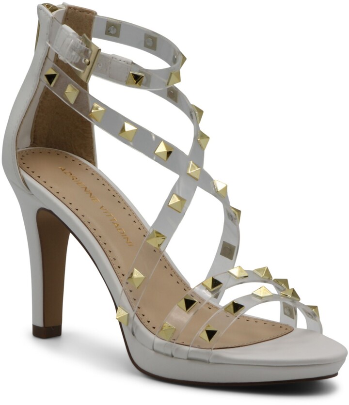 Arc-en-Ciel007 Womens Shoes Studded Stiletto High Heel Ankle Strap Heeled Sandal-Gold-Us9 