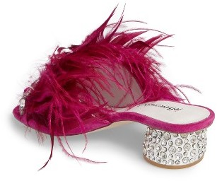 Jeffrey Campbell Women's Zazu Feathered Slide Sandal