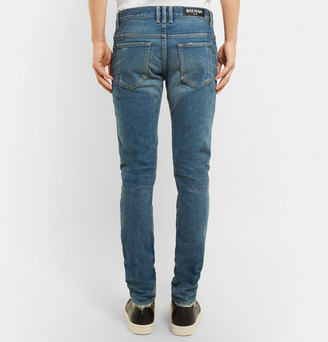Balmain Skinny-Fit Distressed Denim Jeans