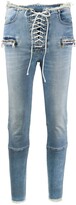 Thumbnail for your product : Unravel Project Mid-Rise Laced Skinny Jeans