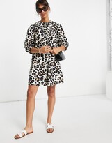 Thumbnail for your product : Vila leopard print mini shirt dress with ruffle collar
