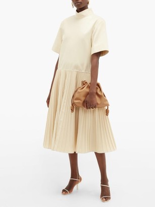 Jil Sander Pleated-skirt Cotton-blend Dress - Ivory