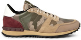 Thumbnail for your product : Valentino Panelled Leather and Suede Camouflage Sneakers