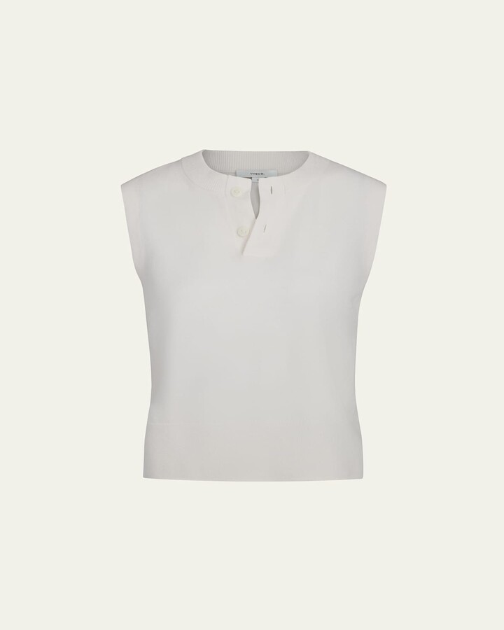 Vince Sleeveless Henley Shell