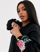 Thumbnail for your product : ASOS DESIGN Curve embroidered sweat mini dress