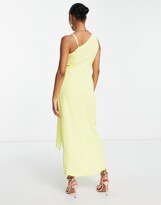 Thumbnail for your product : TFNC Petite Bridesmaid chiffon wrap maxi dress with hi low hem in lemon yellow