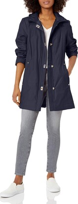 Jones New York Women's Hooded Trench Coat Rain Jacket