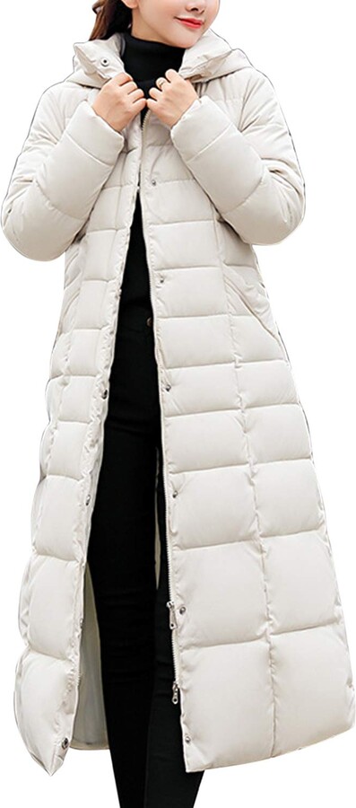 white maxi puffer coat