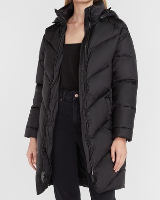express long belted puffer jacket