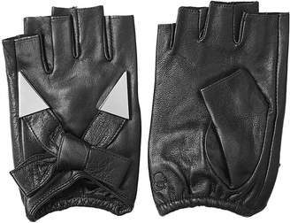 Karl Lagerfeld Paris Fingerless Leather Gloves with Embellishment
