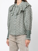 Thumbnail for your product : Sea Floral-Print Ruffle-Neck Blouse