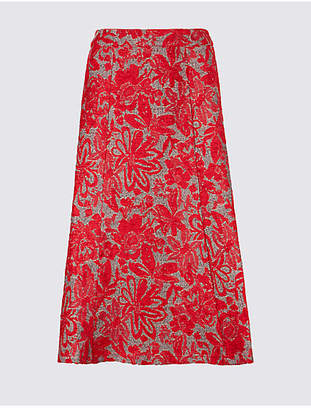 Classic Floral Print A-Line Midi Skirt