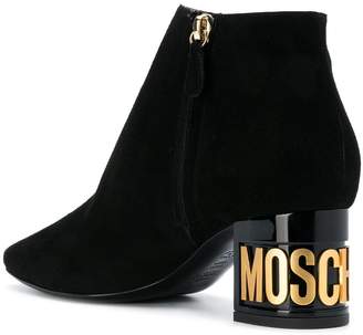 Moschino logo heel boots