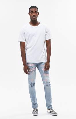 PacSun Stacked Skinny Embroidered Light Jeans