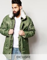 Thumbnail for your product : Reclaimed Vintage Parka Jacket With Faux Fur Hood