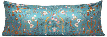 Sweet Jojo Designs Boho Floral Wildflower Blue and Orange Brushed Microfiber Satin Body Pillow Cover Case 54x20 (Pillow Not Included)