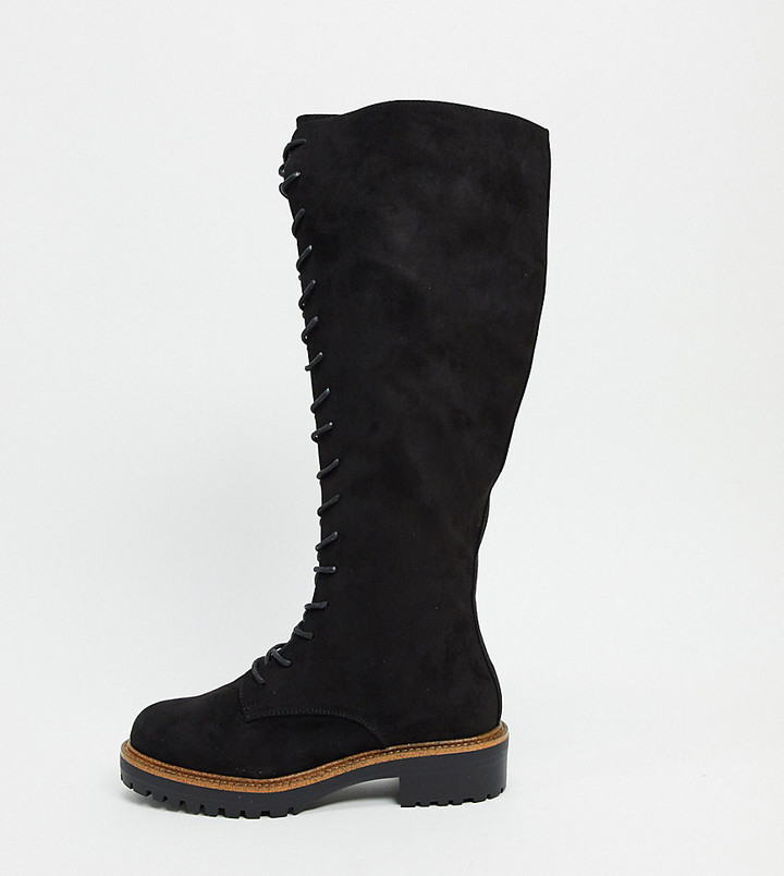 ASOS DESIGN Wide Fit Courtney chunky lace up knee high boots