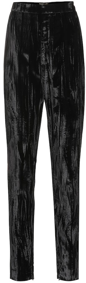black velvet skinny trousers