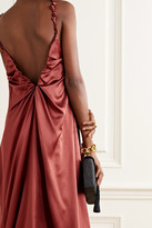 Thumbnail for your product : Dodo Bar Or Libi Gathered Silk-satin Midi Dress - Brick