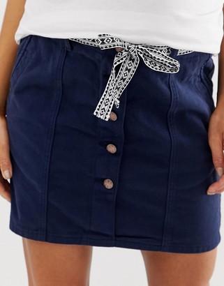 Mama Licious Mamalicious maternity button front twill mini skirt