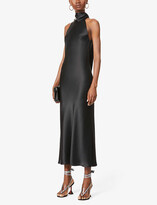 Thumbnail for your product : Galvan Sienna halterneck crepe-satin maxi dress