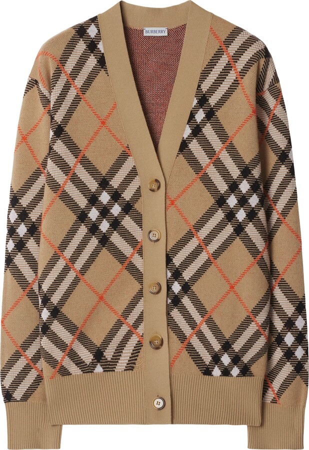 Burberry Wool-Mohair Check Cardigan